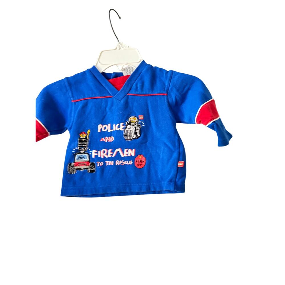 Lego Sweatshirt 6/9 months boy Police and Fireman Y2K